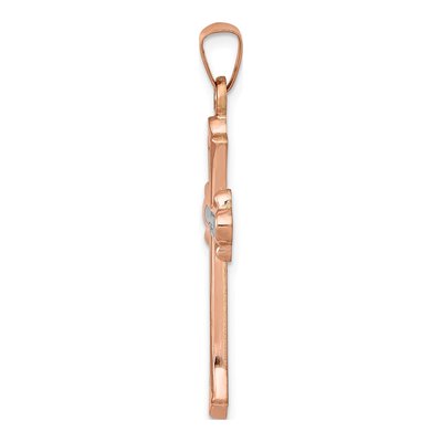 14K Rose Gold Fleur de Lis Cross Pendant – view 3