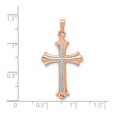 14K Rose Gold Fleur de Lis Cross Pendant – view 4