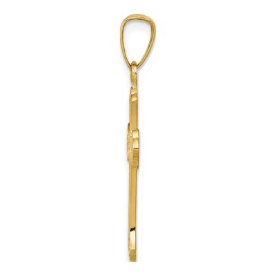 14K Yellow Gold Fleur de Lis Cross Pendant – view 3