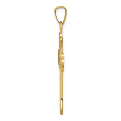 14K Yellow Gold Fleur de Lis Cross Pendant – view 3