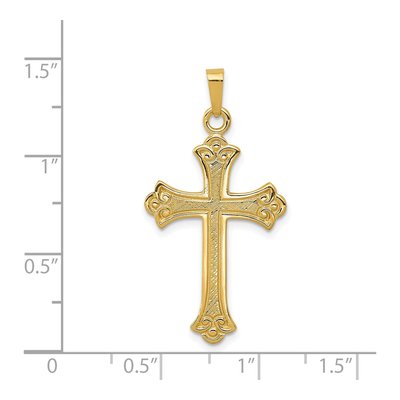14K Yellow Gold Fleur de Lis Cross Pendant – view 4
