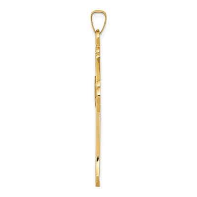14K Yellow Gold Fleur de Lis Cross Pendant – view 3