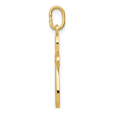14K Yellow Gold Small Ribbon Cross Pendant – view 3
