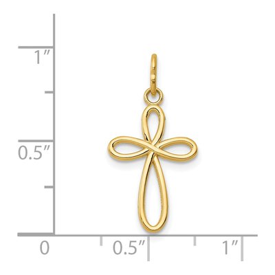 14K Yellow Gold Small Ribbon Cross Pendant – view 4