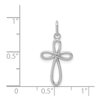 14K White Gold Small Ribbon Cross Pendant – view 4