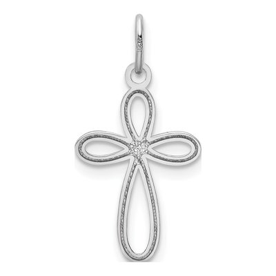14K White Gold Small Ribbon Cross Pendant – view 5