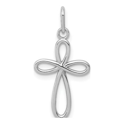 14K White Gold Small Ribbon Cross Pendant