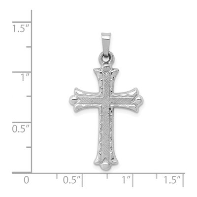 14K White Gold Fleur de Lis Cross Pendant – view 4