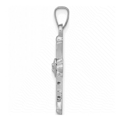 14K White Gold Diamond Fleur de Lis Cross Pendant – view 3