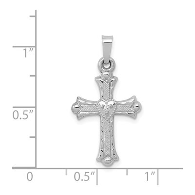 14K White Gold Diamond Fleur de Lis Cross Pendant – view 4