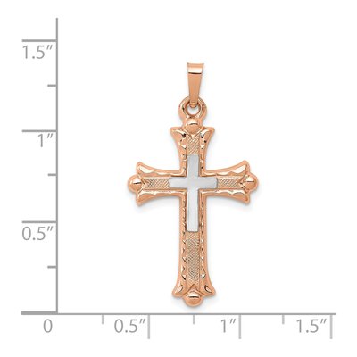 14K Two-Tone Gold Fleur de Lis Cross Pendant – view 4