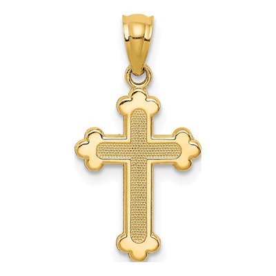 14K Yellow Gold Small Budded Cross Charm