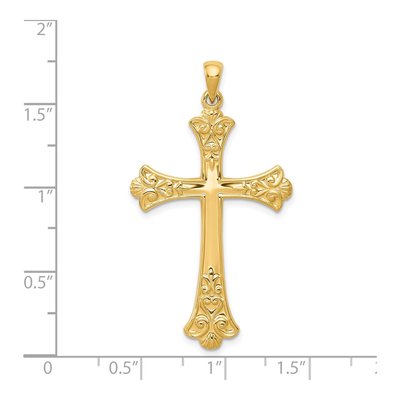 14K Yellow Gold Fleur de Lis Cross Pendant – view 4