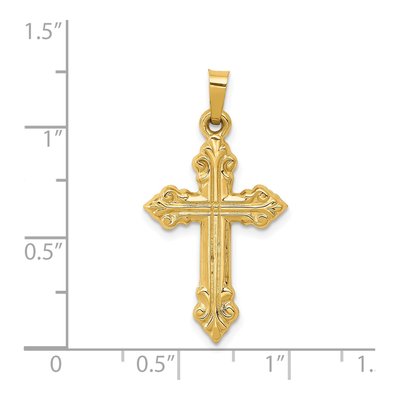14K Yellow Gold Fleur de Lis Cross Pendant – view 4