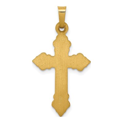 14K Yellow Gold Fleur de Lis Cross Pendant – view 5