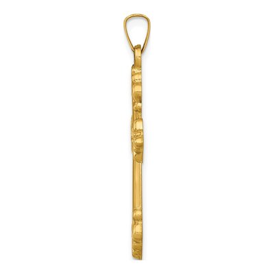 14K Yellow Gold Fleur de Lis Cross Pendant – view 3