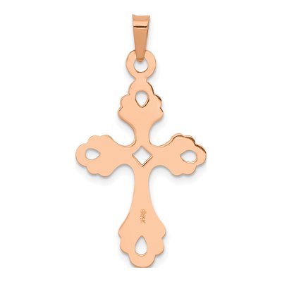 14K Rose Gold Fleur de Lis Cross Pendant – view 4
