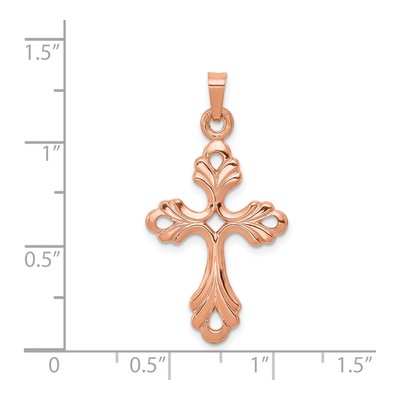 14K Rose Gold Fleur de Lis Cross Pendant – view 5