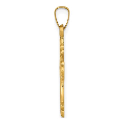 14K Yellow Gold Fleur de Lis Cross Pendant – view 3