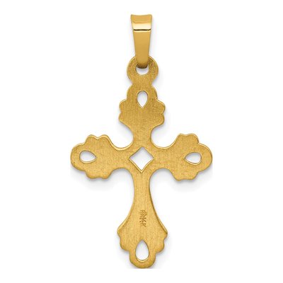 14K Yellow Gold Fleur de Lis Cross Pendant – view 4