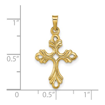 14K Yellow Gold Fleur de Lis Cross Pendant – view 5