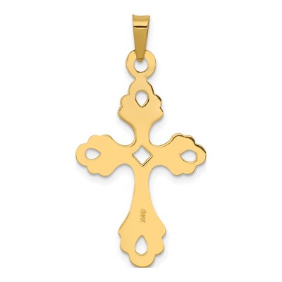 14K Yellow Gold Fleur de Lis Cross Pendant – view 4