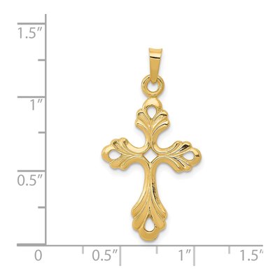 14K Yellow Gold Fleur de Lis Cross Pendant – view 5