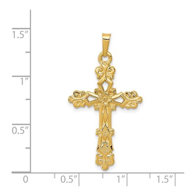 14K Yellow Gold Budded Cross Pendant – view 5