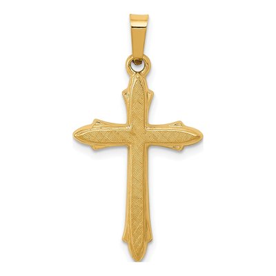 14K Yellow Gold Textured Passion Cross Pendant