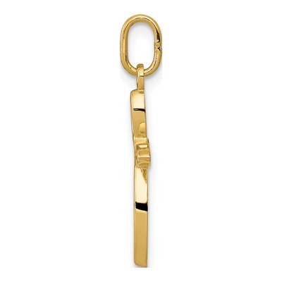 14K Yellow Gold Small Ribbon Cross Pendant – view 3