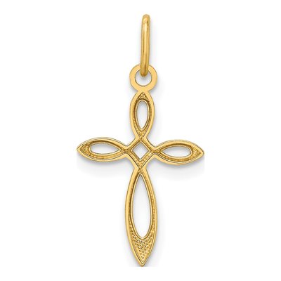 14K Yellow Gold Small Ribbon Cross Pendant – view 4