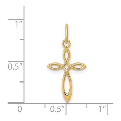 14K Yellow Gold Small Ribbon Cross Pendant – view 5