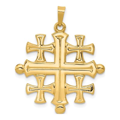 14K Yellow Gold Jerusalem Cross Pendant