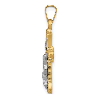 14K Two-Tone Gold INRI Crucifix Cross Pendant – view 3
