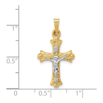 14K Two-Tone Gold INRI Crucifix Cross Pendant – view 5