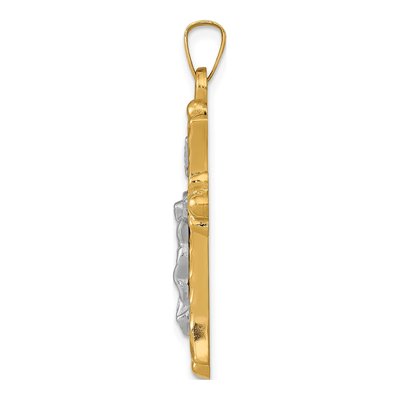 14K Two-Tone Gold INRI Crucifix Cross Pendant – view 3