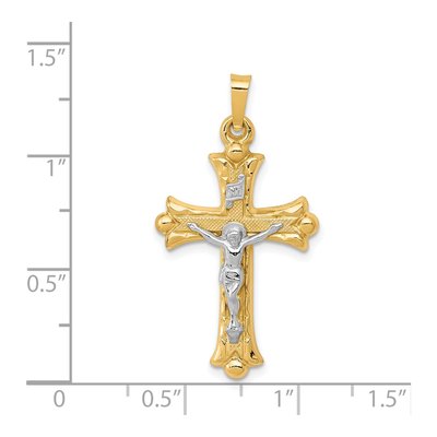 14K Two-Tone Gold INRI Crucifix Cross Pendant – view 5