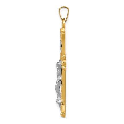 14K Two-Tone Gold INRI Crucifix Pendant – view 3