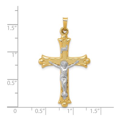 14K Two-Tone Gold INRI Crucifix Pendant – view 5