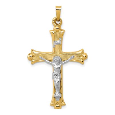14K Two-Tone Gold INRI Crucifix Pendant