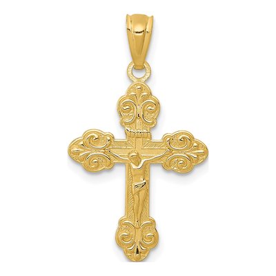 14K Yellow Gold INRI Crucifix Pendant