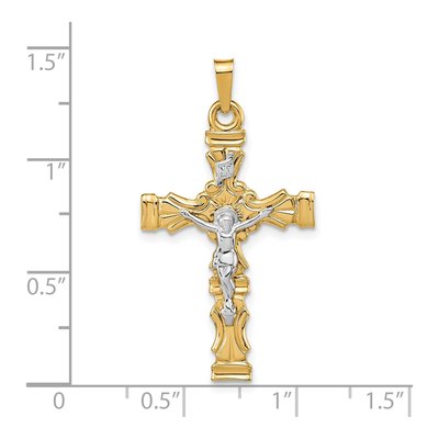 14K Two-Tone Gold Latin Crucifix Pendant – view 3