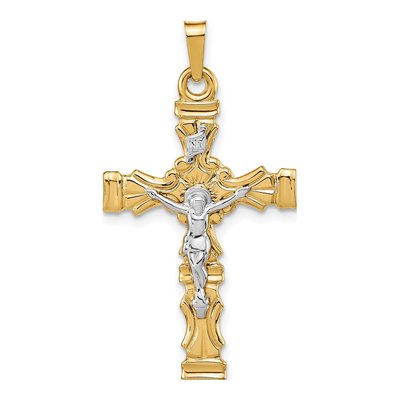 14K Two-Tone Gold Latin Crucifix Pendant