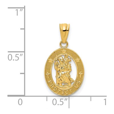 14K Yellow Gold Saint Christopher Medal Pendant – view 5