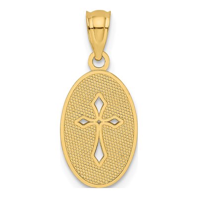 14K Yellow Gold Small Cross Medal Pendant – view 4