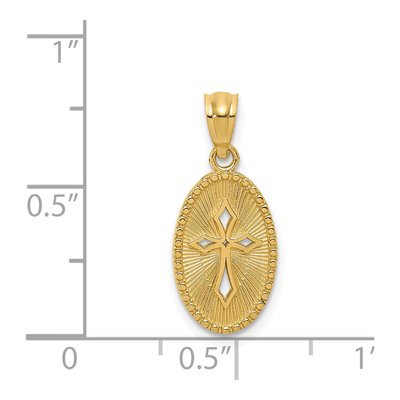 14K Yellow Gold Small Cross Medal Pendant – view 5