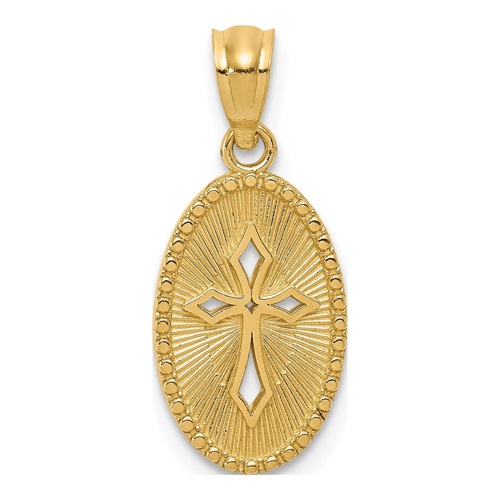 14K Yellow Gold Small Cross Medal Pendant