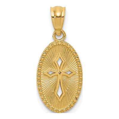 14K Yellow Gold Small Cross Medal Pendant
