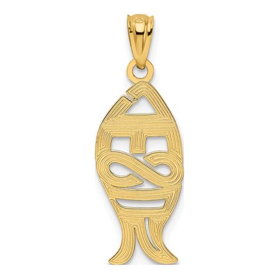 14K Yellow Gold Jesus Fish Pendant – view 4