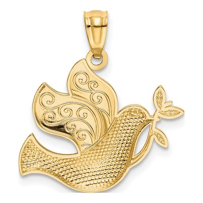 14K Yellow Gold Dove Olive Branch Pendant – view 4